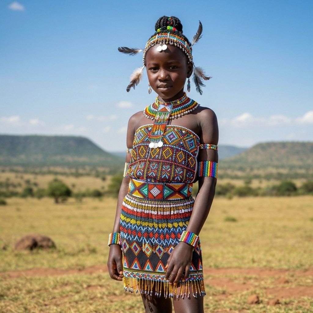Karamojong girl in traditional beaded dress